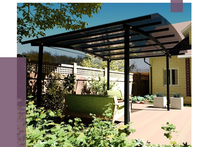 Навесы для террасы в Братске от 13010 руб. под ключ | ПРОЛЁТ-Брт