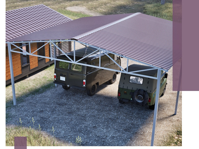 Двускатные навесы под ключ в Братске — изготовление и монтаж